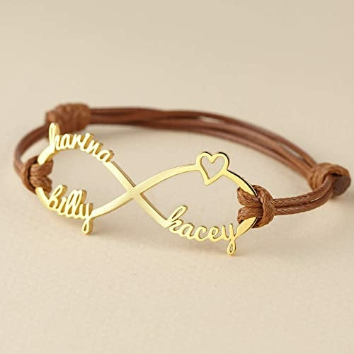 Pulseira para Mãe com Nomes de Filhos, Pulseira Infinito com Nomes, Joias para Mãe