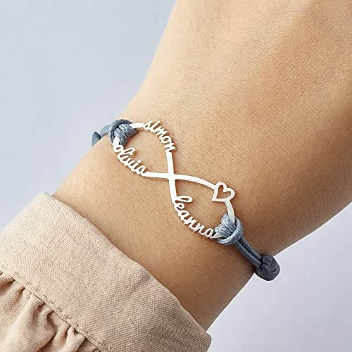 Pulseira para Mãe com Nomes de Filhos, Pulseira Infinito com Nomes, Joias para Mãe