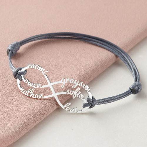 Pulseira para Mãe com Nomes de Filhos, Pulseira Infinito com Nomes, Joias para Mãe