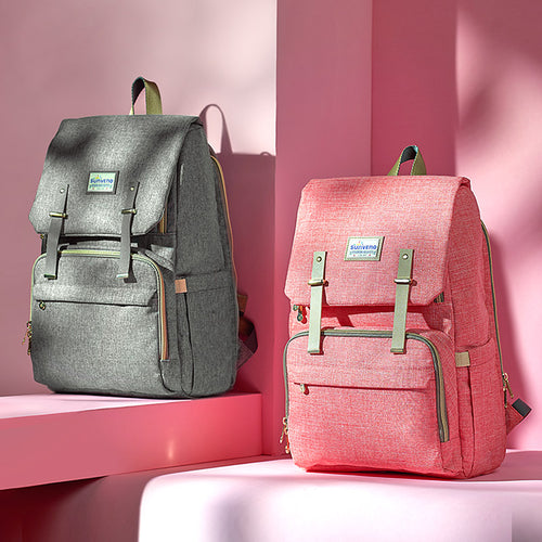 Mochila de Lona para Fraldas e Viagem