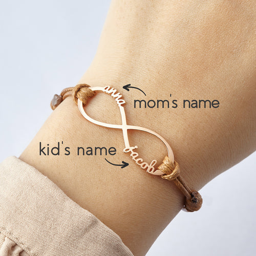 Pulseira para Mãe com Nomes de Filhos, Pulseira Infinito com Nomes, Joias para Mãe